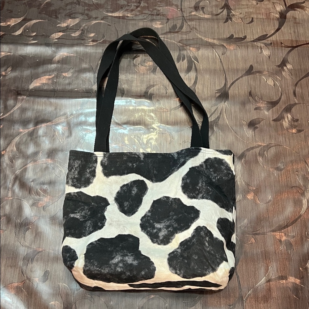 Black and White Cow Print Tote Bag